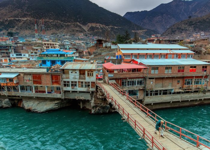 A bridge on River Swat in Bahrain valley