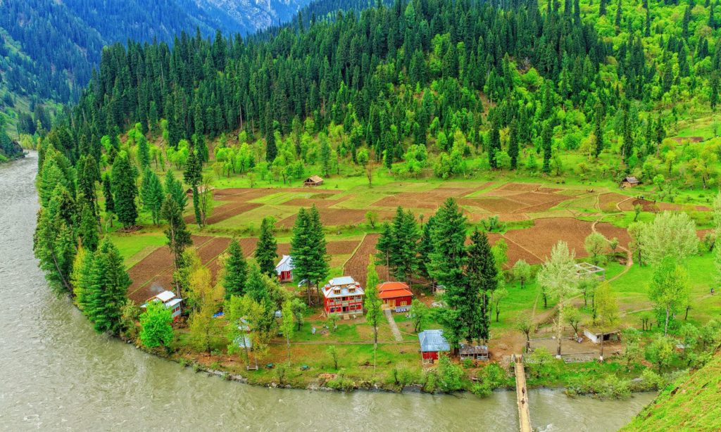 An aerial view of taobat Valley Kashmir